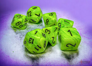 Chessex: Vortex Mega-hedral Bright Green/black 7-Die Set (22430)