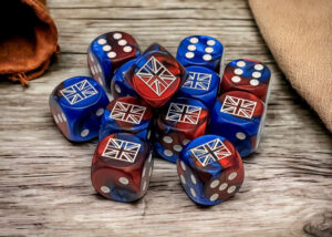 Chessex: Great Britain War Dice Gemini Blue-Red/white 16mm d6 Dice Block (12 dice)