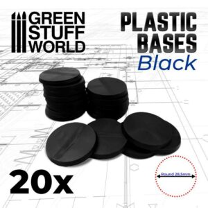 Green Stuff World: Peanas de Plástico – Redondas 28,5mm NEGRO