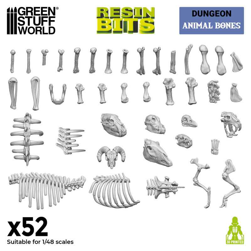 Green Stuff World: Set Impreso en 3D: Huesos de animales 1:48