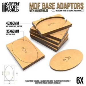 Adaptador peana DM – Ovalado 35x60mm a Cuadrado 40x60mm