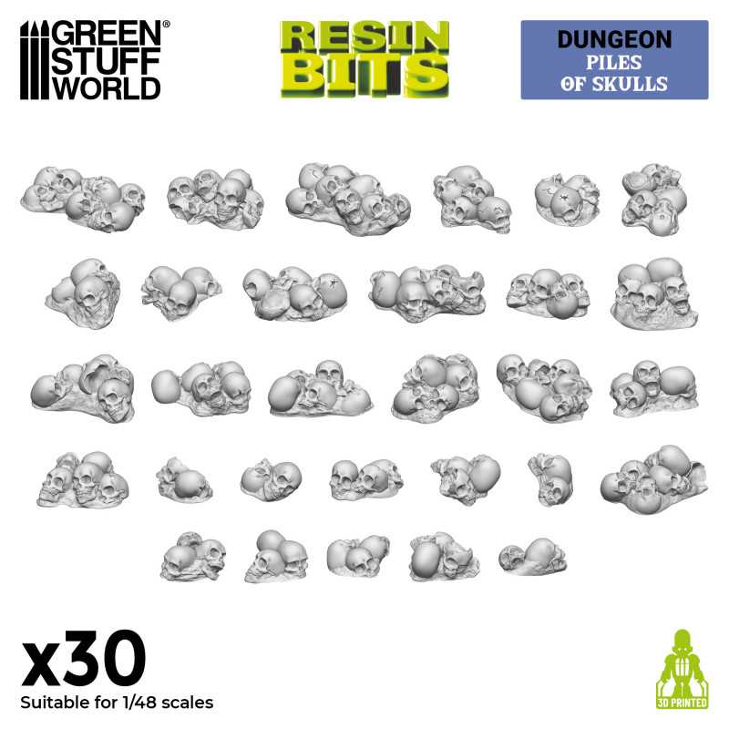 Green Stuff World: Set Impreso en 3D: Montones de cráneos 1:48