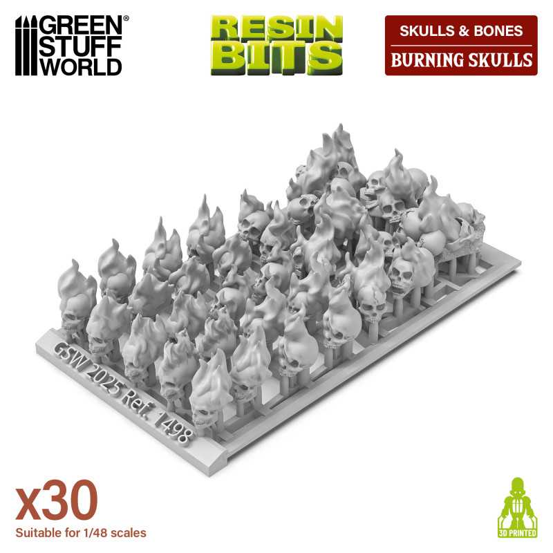 Green Stuff World: 50x Craneos Llameantes de Resina - Imagen 2