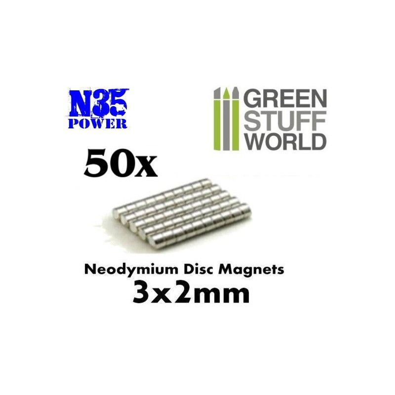 Green Stuff World: Imanes Neodimio 3x2mm - 50 unidades (N35)