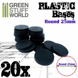 Green Stuff World: Peanas de Plástico – Redondas 25mm NEGRO