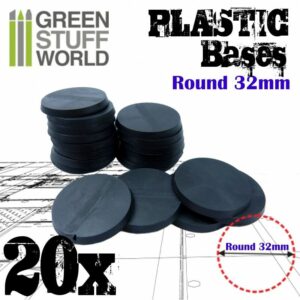 Green Stuff World: Peanas de Plástico – Redondas 32mm NEGRO