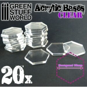 Green Stuff World: Peanas Acrílicas – Hexagonales 30 mm Transparentes