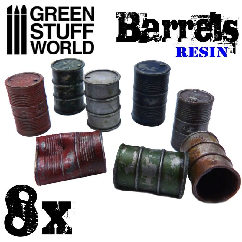 Green Stuff World: 8x Barriles metalicos de Resina