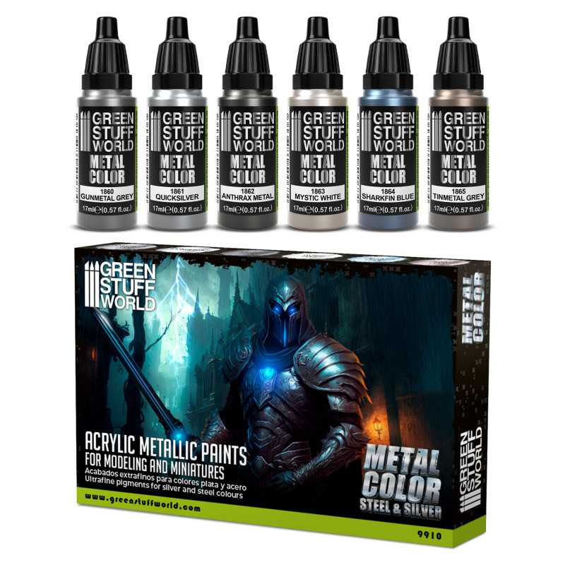 Green Stuff World: Set Pinturas Metalicas - Plata