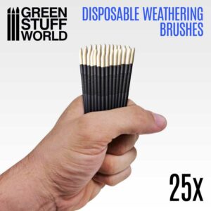Green Stuff World: 25x Pinceles Weathering Desechables