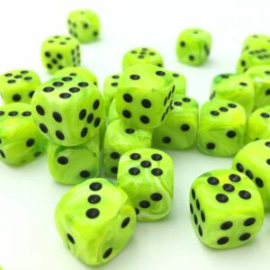 Chessex: Vortex 12mm d6 Green/black Dice Block (36 dice)