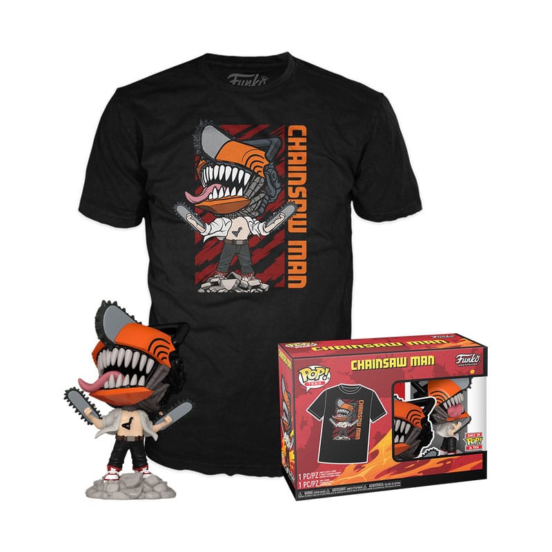 Chainsaw Man POP! & Tee Set de Minifigura y Camiseta Chainsaw Man Leaping