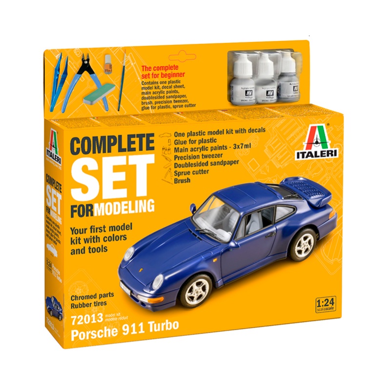 1:24 Italeri: Coche Porsche 911 Turbo Complete Set for Modeling