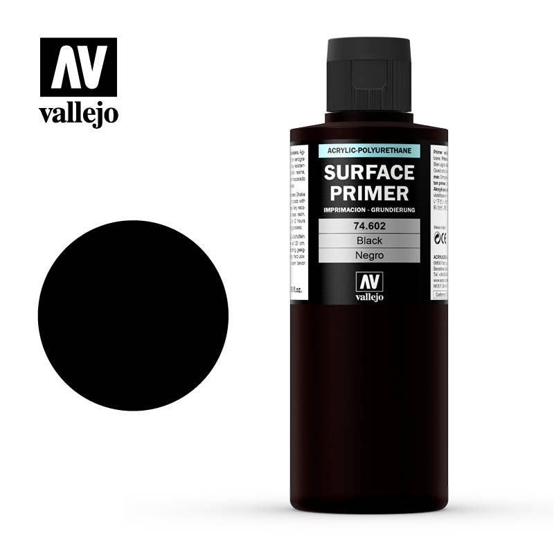 Vallejo: Imprimacion Acrilica Poliuretano - Negro 200ml 74602
