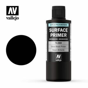 Vallejo: Imprimacion Acrilica Poliuretano – Negro Brillante 200ml 74660