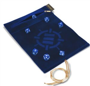 Enhance: Roll on a Scroll Dice Rolling Mat & 7pc Acylic Dice Set – Blue