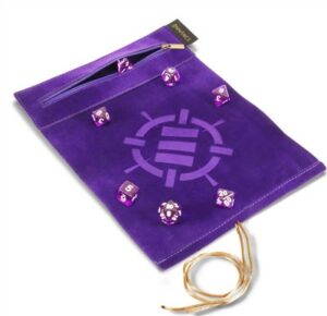Enhance: Roll on a Scroll Dice Rolling Mat & 7pc Acylic Dice Set – Purple