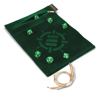 Enhance: Roll on a Scroll Dice Rolling Mat & 7pc Acylic Dice Set - Green