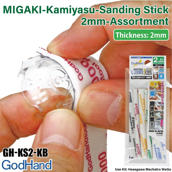 GodHand MIGAKI-Kamiyasu Sanding Stick -2mm-Assortment of 5 Made In Japan # GH-KS2-KB - Imagen 2