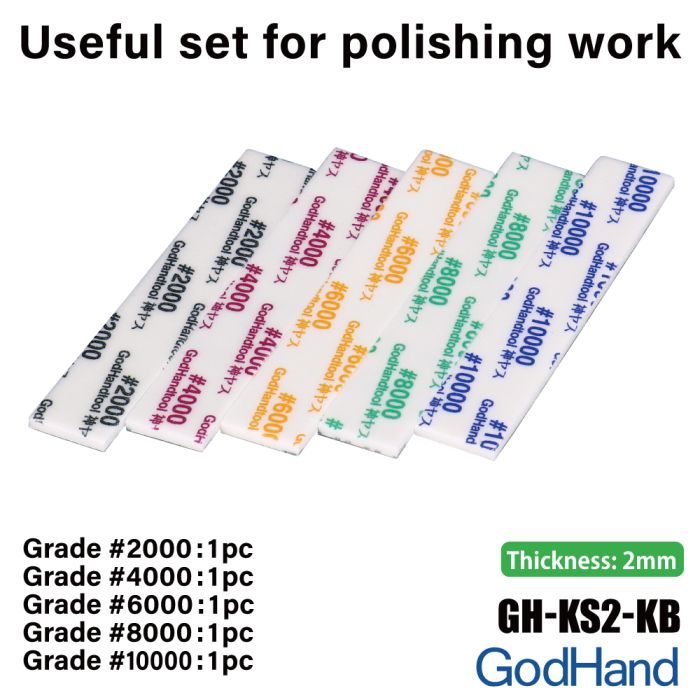 GodHand MIGAKI-Kamiyasu Sanding Stick -2mm-Assortment of 5 Made In Japan # GH-KS2-KB - Imagen 3