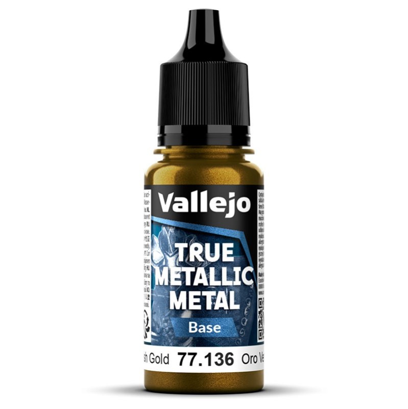 Vallejo: True Metallic Metal - Serie Base. 136 Oro Verde 18ml
