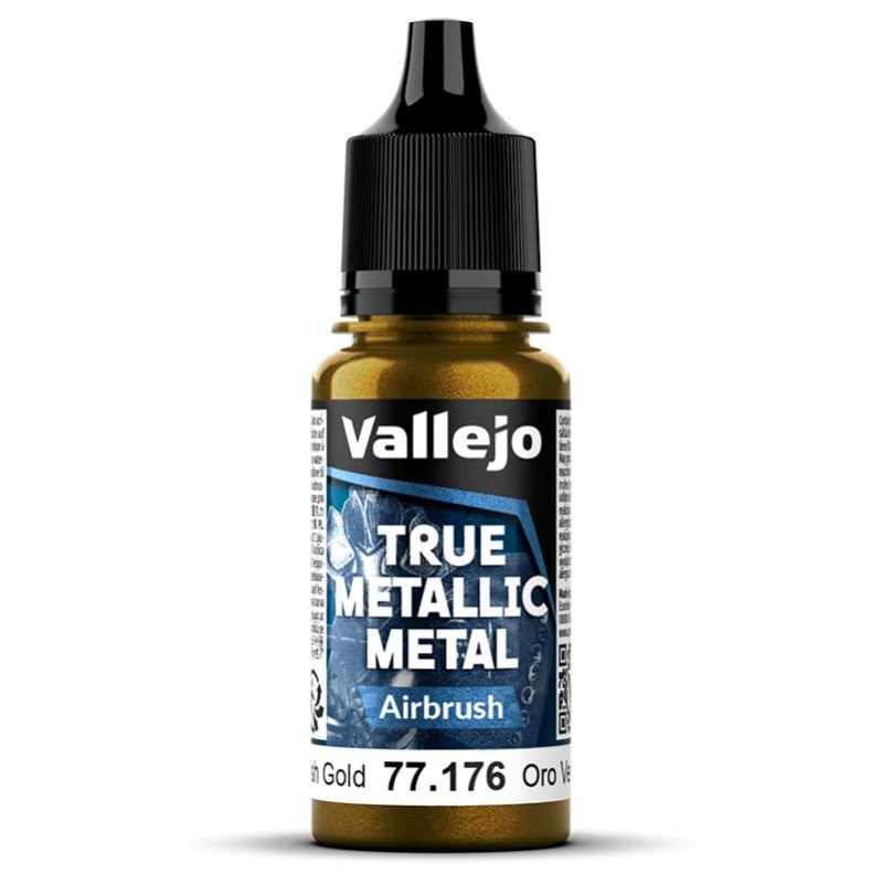 Vallejo: True Metallic Metal - Serie Airbrush. 176 Oro Verde 18ml