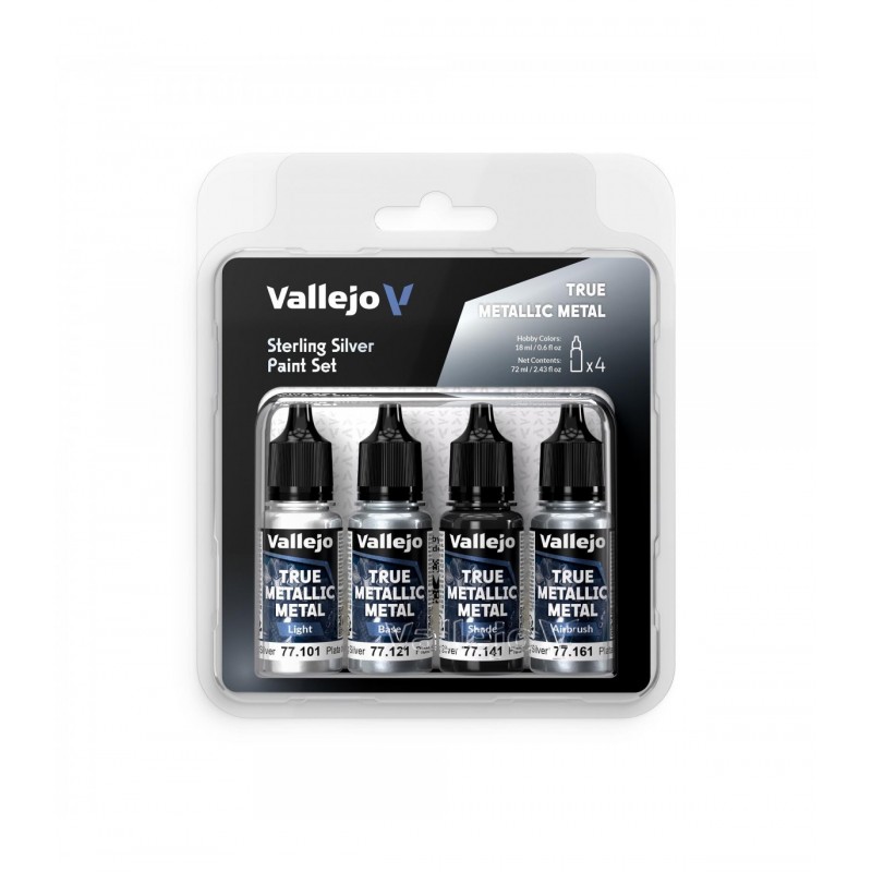 Vallejo: True Metallic Metal - Set 4 colores - Sterling Silver (77251)