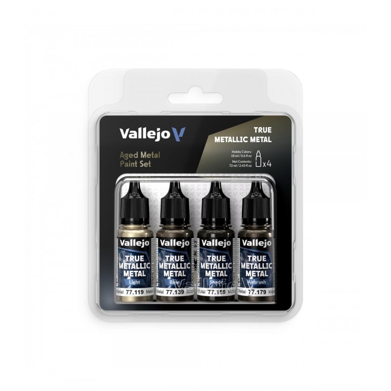 Vallejo: True Metallic Metal - Set 4 colores - Aged Metal (77258)