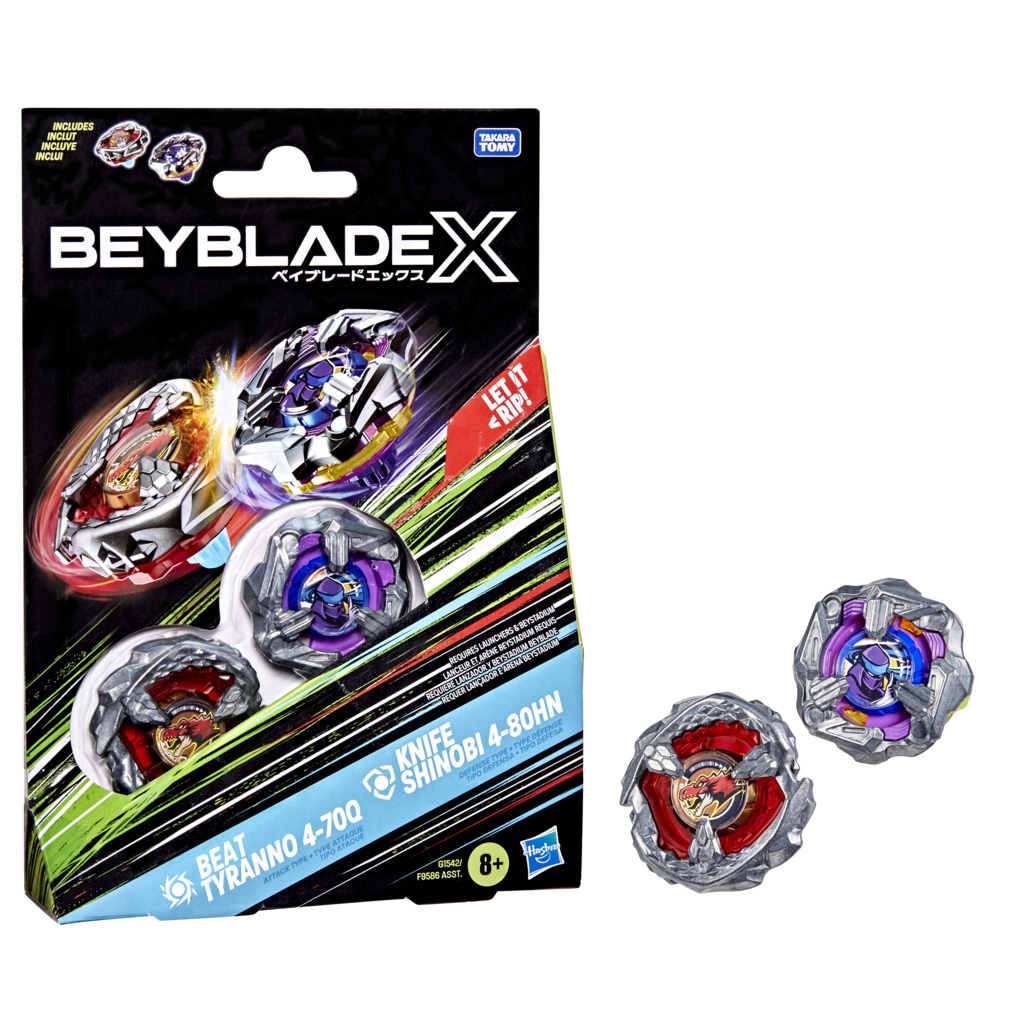 Beyblade X: Beat Tyranno 4-70Q & Knife Shinobi 4-80HN (Dual Booster Pack)