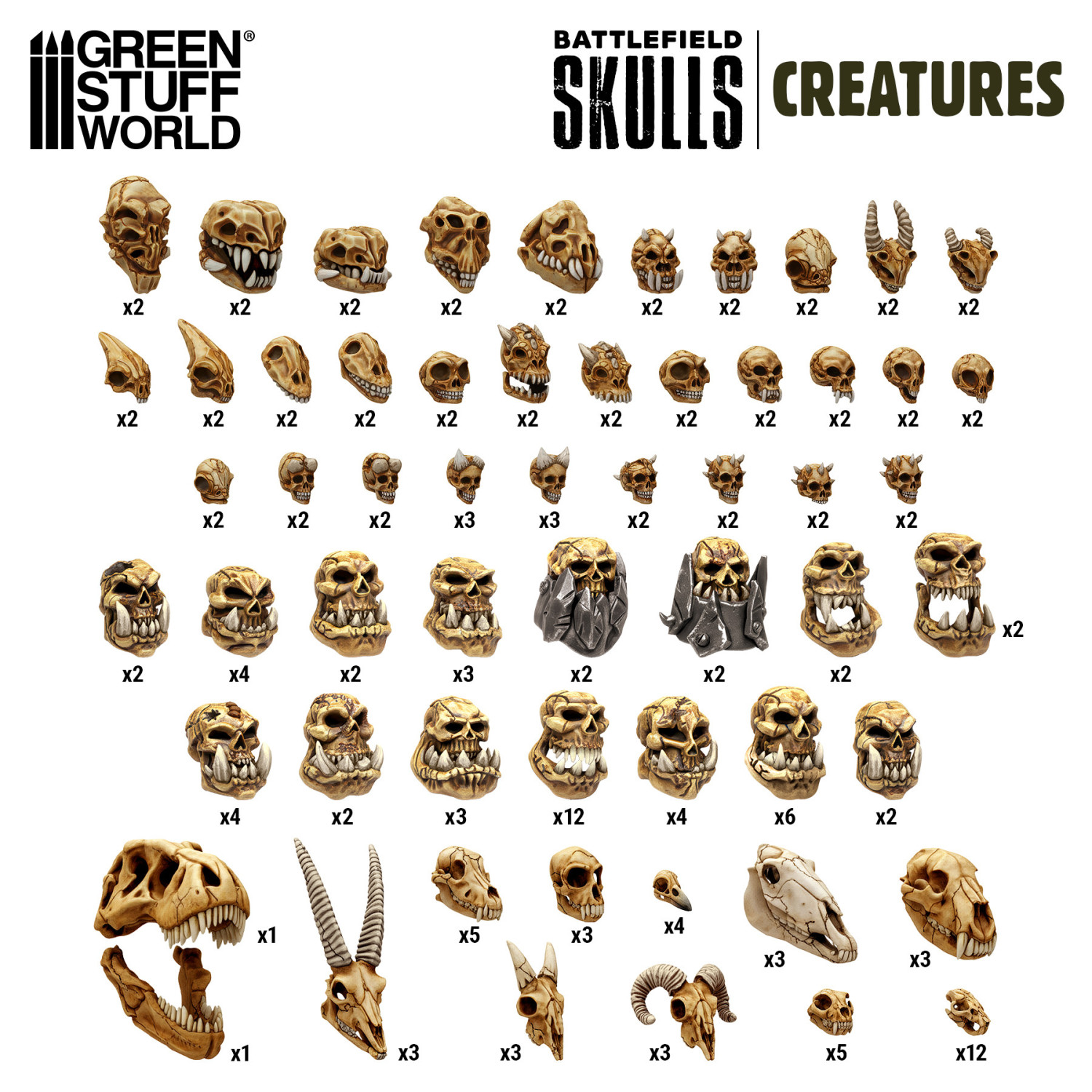 Green Stuff World: 300x Craneos de Criaturas 1:48-1:35
