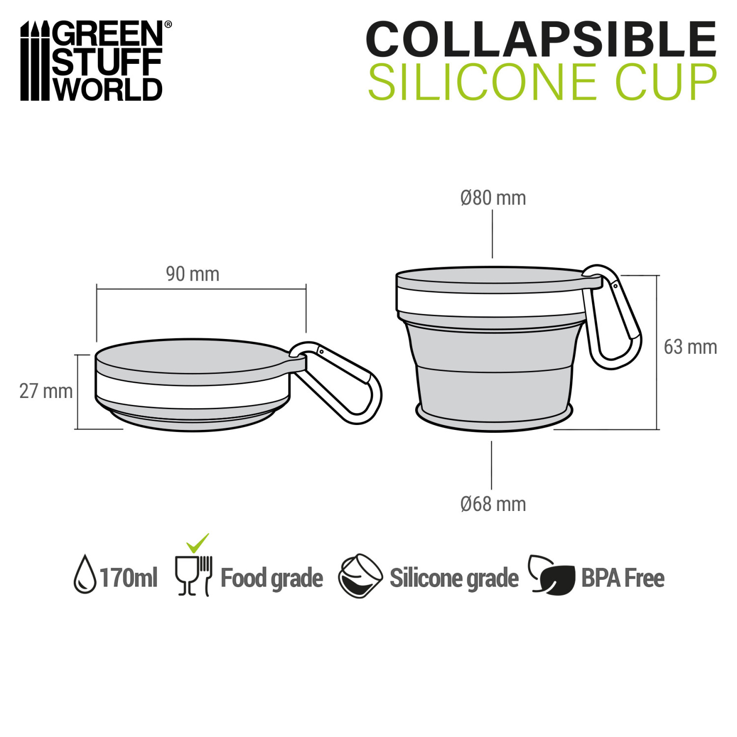 Green Stuff World: Vaso plegable silicona / Silicone collapsible cup 170ml - Imagen 2
