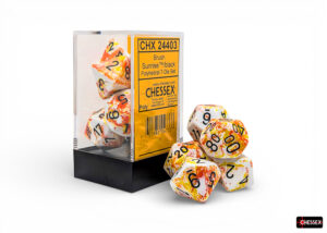 Chessex: Brush Polyhedral Sunrise/black 7-Die Set