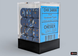 Chessex: Brush Wavebreak/gold 12mm d6 Dice Block (36 dice)