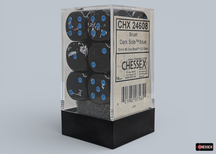 Chessex: Brush Dark Side/blue 16mm d6 Dice Block (12 dice)