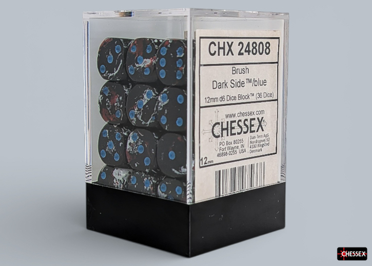 Chessex: Brush Dark Side/blue 12mm d6 Dice Block (36 dice)