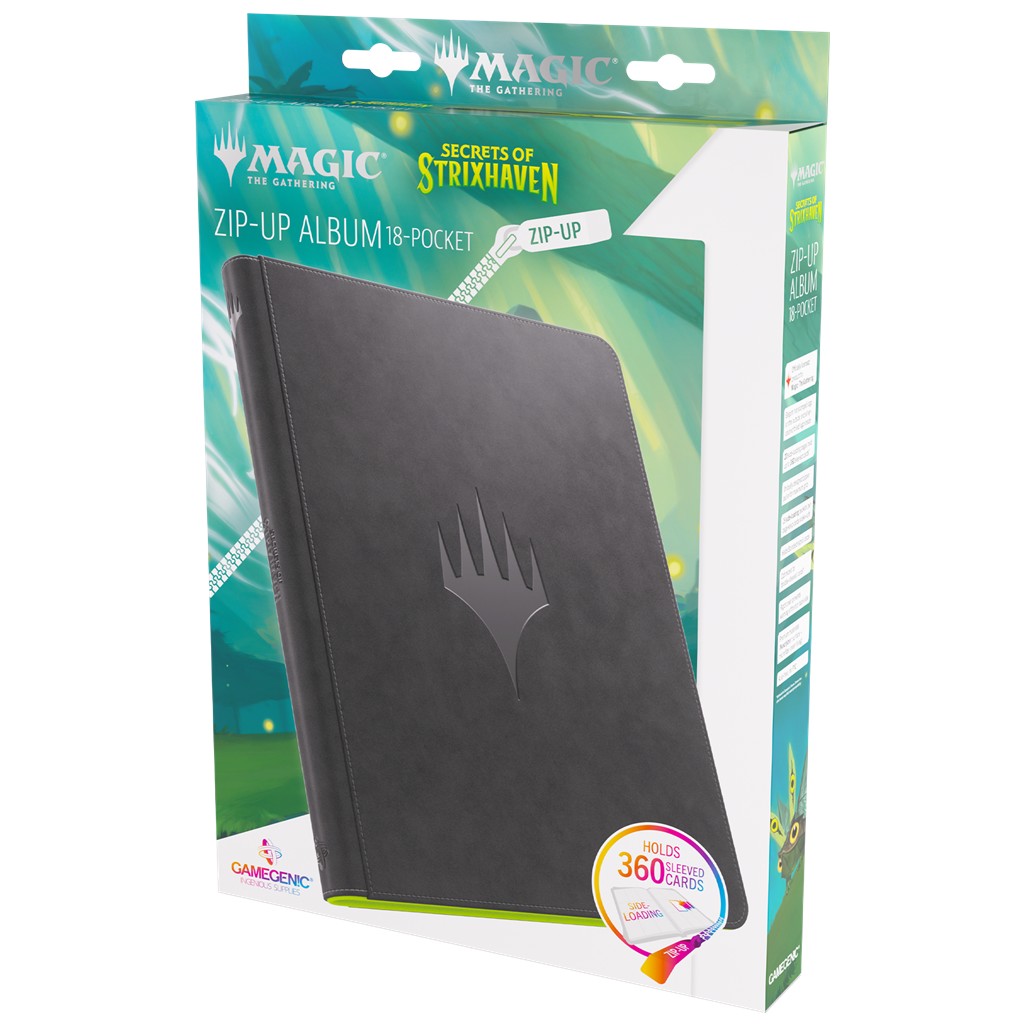 Álbum Con Cremallera Gamegenic Magic: The Gathering – Secrets Of Strixhaven, 20 Páginas De Carga Lateral, 360 Cartas Con Doble Funda, Color Negro/verde
