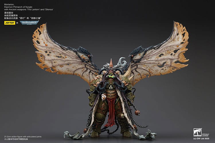 Joytoy: Warhammer 40k Figura 1/18 Mortarion Daemon Primarch of Nurgle with Ancient weapons The Lantern and Silence 18 cm