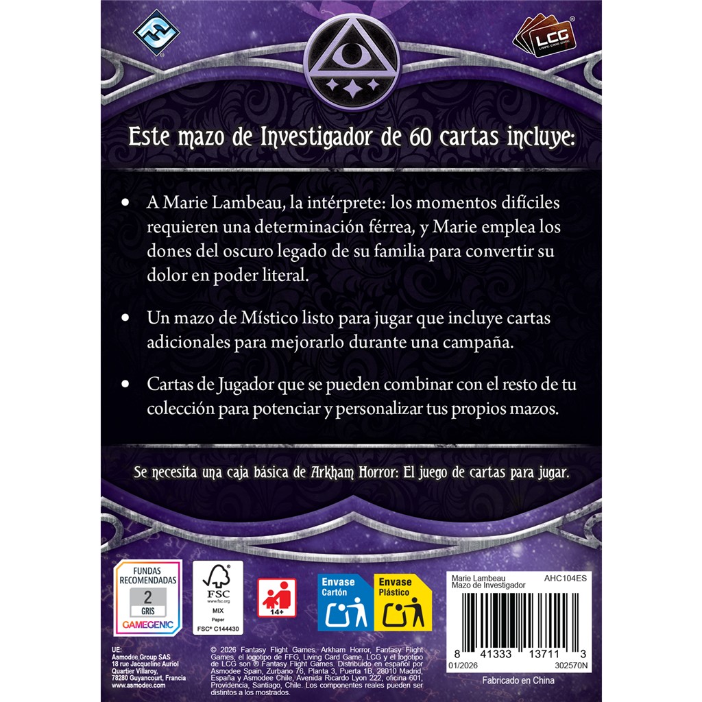 Arkham Horror: El juego de cartas 2026 - Marie Lambeau Mazo de investigador - Imagen 2