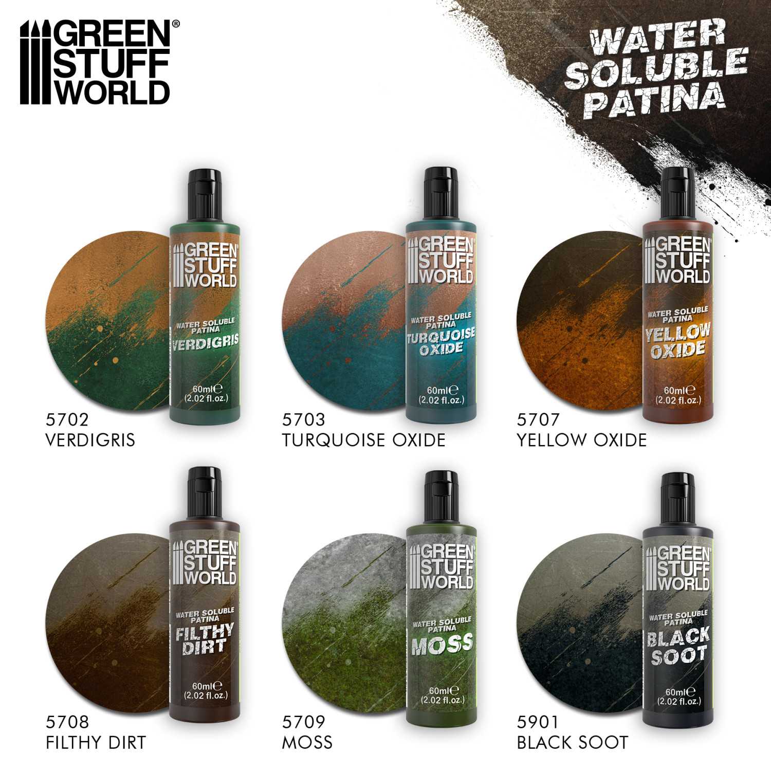 Green Stuff World: Set de Patinas Hidrosolubles / Water Soluble Patina set (Pack x6) - Imagen 2