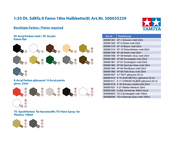 Tamiya: 1:35 German SdKfz.9 Famo 18to Halftrack (300035239) - Imagen 2