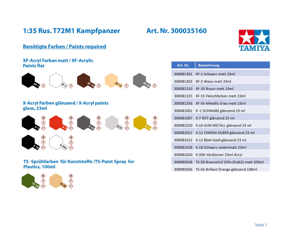 Tamiya: 1:35 Russian Army Tank T72M1 (300035160) - Imagen 2
