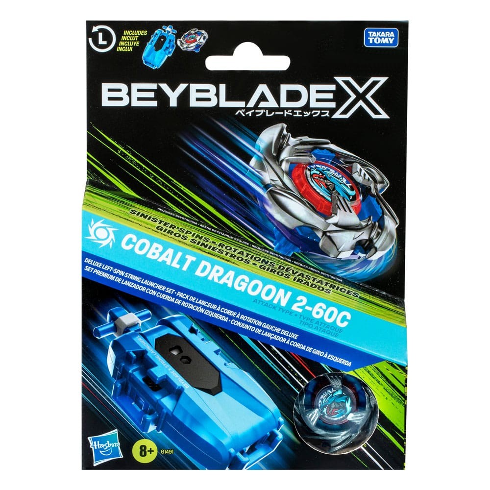 Beyblade X: Set premium de lanzador con cuerda y top Cobalt Dragoon 2-60C