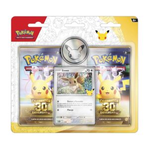 Pokemon TCG: Colección 30 Aniversario – 2 PACK BLISTER Moneda Eevee (Español)