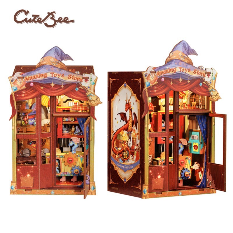 Cutebee: Book Nook Tienda de juguetes "Amazing Toy Store" con 107 piezas.