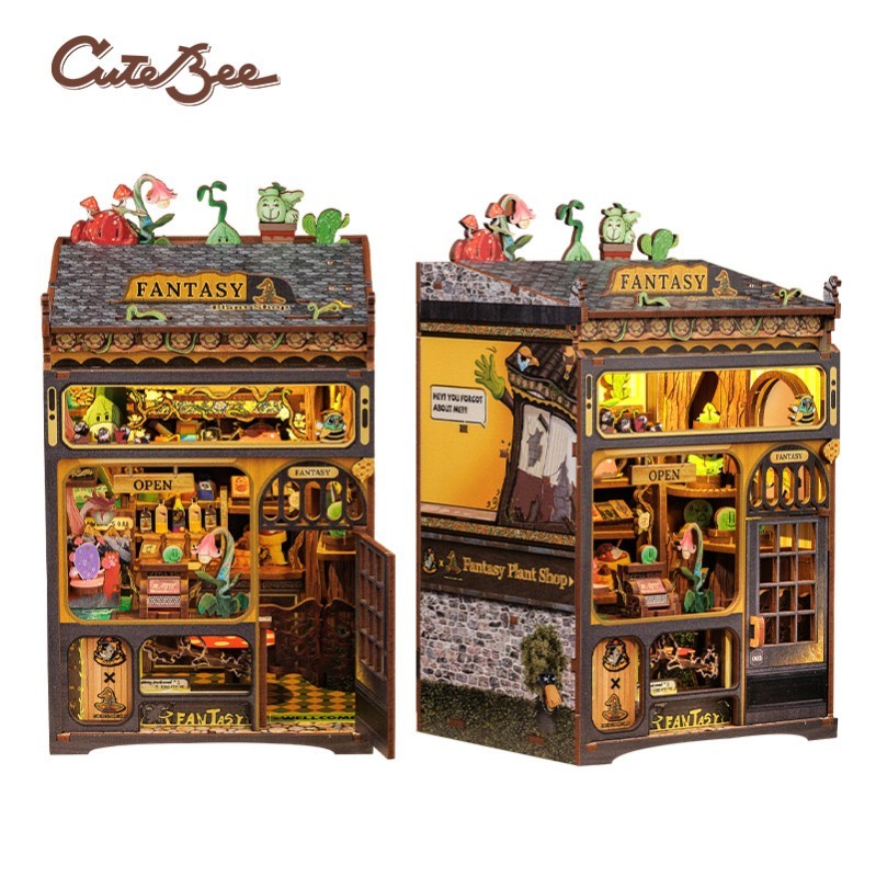 Cutebee: Book Nook Tienda de plantas "Fantasy Plant Shop" con 146 piezas.