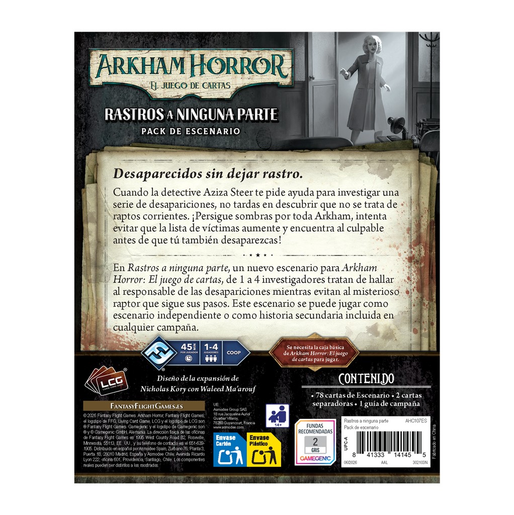 Pre Venta 16/10/2026. Arkham Horror LCG: Rastros a ninguna parte pack de escenario - Imagen 2