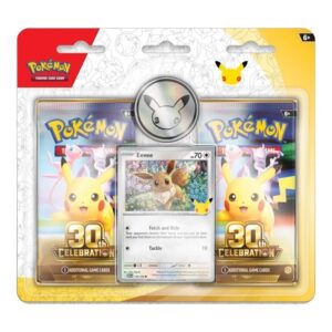 Pokemon TCG: Colección 30 Aniversario – 2 PACK BLISTER Moneda Eevee (Ingles)